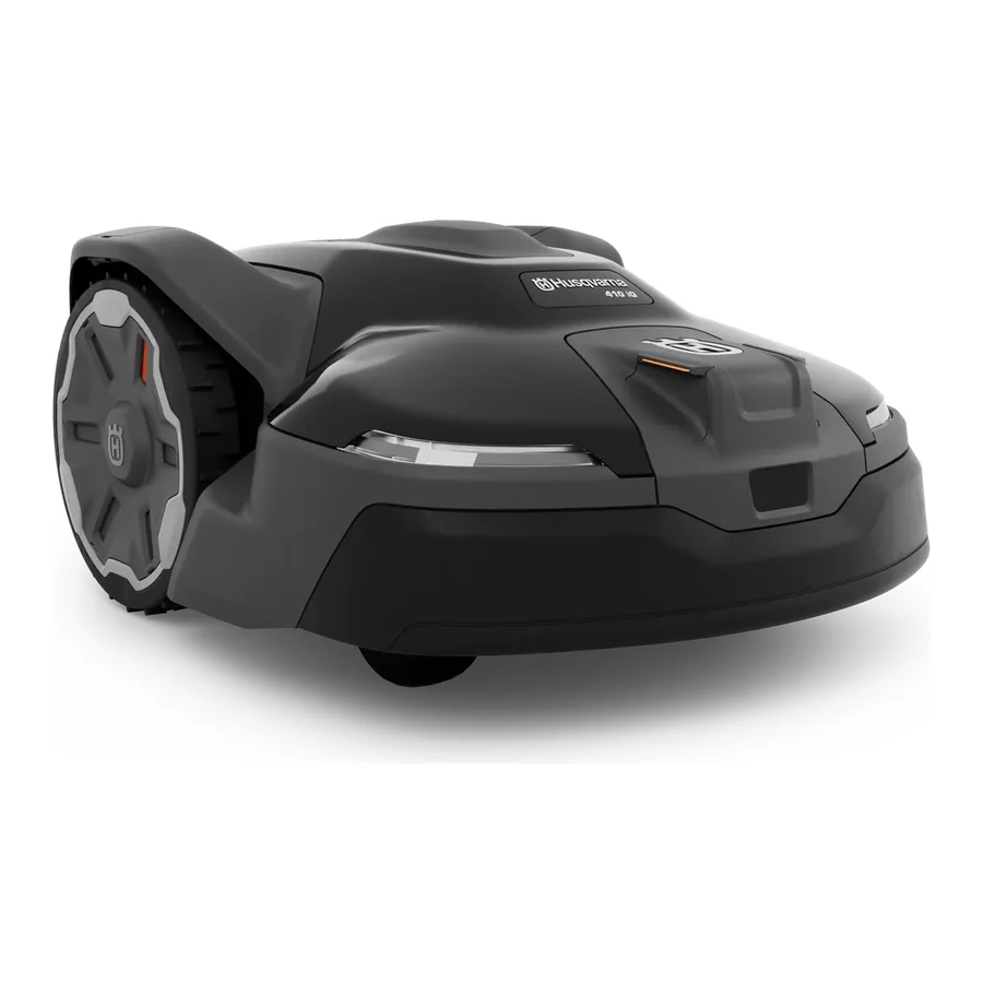 Husqvarna Automower 410iQ robot lawn mower, three-quarter studio view